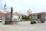 Blick nach Osten mit Christuskirche, Paradiesbrunnen, Mediaturm© MDM / Katja Müller