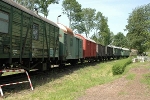 Wagenreihe historischer Güterwaggons© MDM / Katja Müller