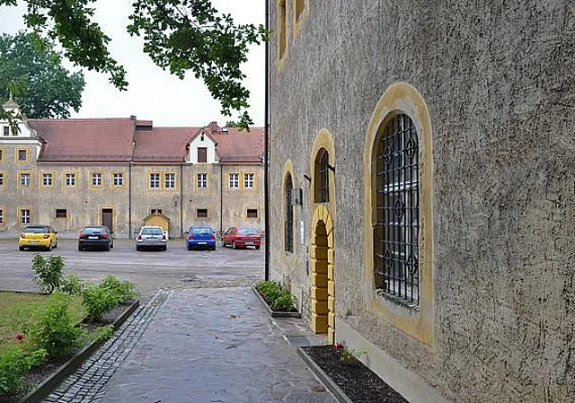 Altes Jagdschloss Wermsdorf, Ecke Ostflügel, Schlosshof