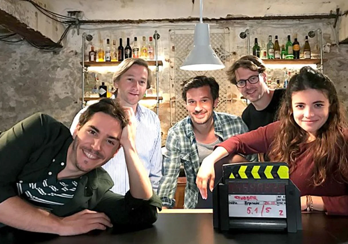 François Goeske, Michael Luda, René Geisler, Kai Schöttle und Helen Woigk am Set in Halle