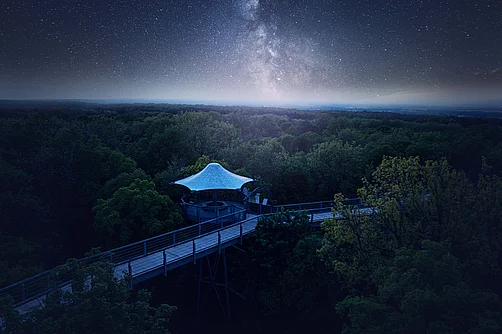 Baumkronenpfad im Nationalpark Hainich unter Sternenhimmel mit Milchstraße Baumkronenpfad im Nationalpark Hainich unter Sternenhimmel mit Milchstraße
