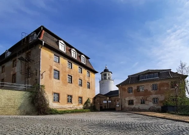 Schlossberg Blick auf Schloss Crossen 