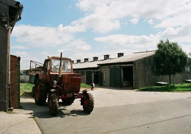 Kuhställe mit Traktor
