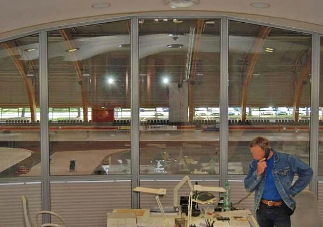 Büro mit Blick in die Gunda-Niemann-Stirnemann-Halle