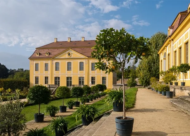 Friedrichschlösschen und Obere Orangerie mit Oberem Orangerieparterre 