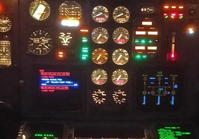 Airbus A310, Cockpit beleuchtet