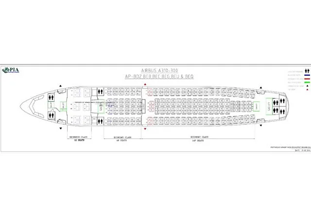Airbus A310, Sitzplan