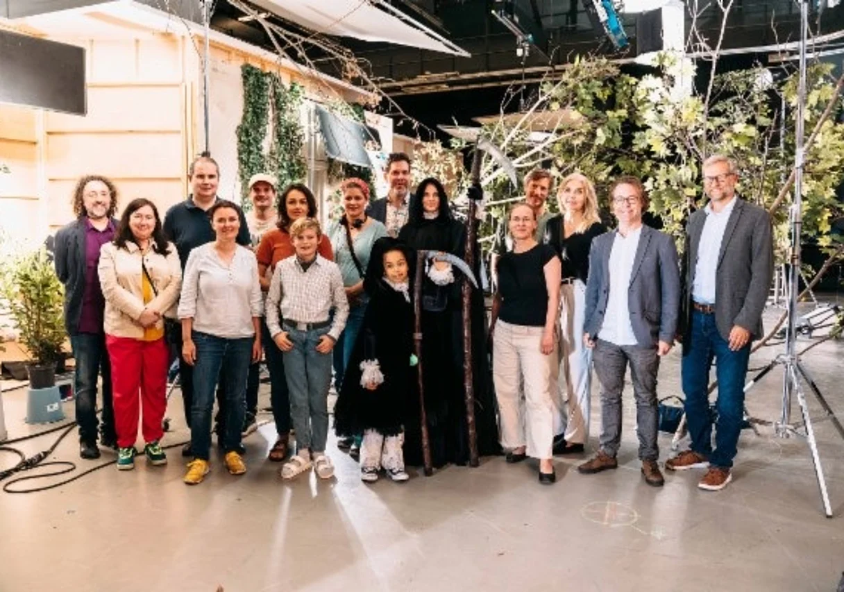 Team und Förderer am Set im STUDIOPARK KinderMedienZentrum Erfurt