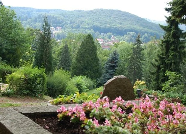 Städtischer Friedhof Wernigerode, Blick auf die Berglandschaft 
