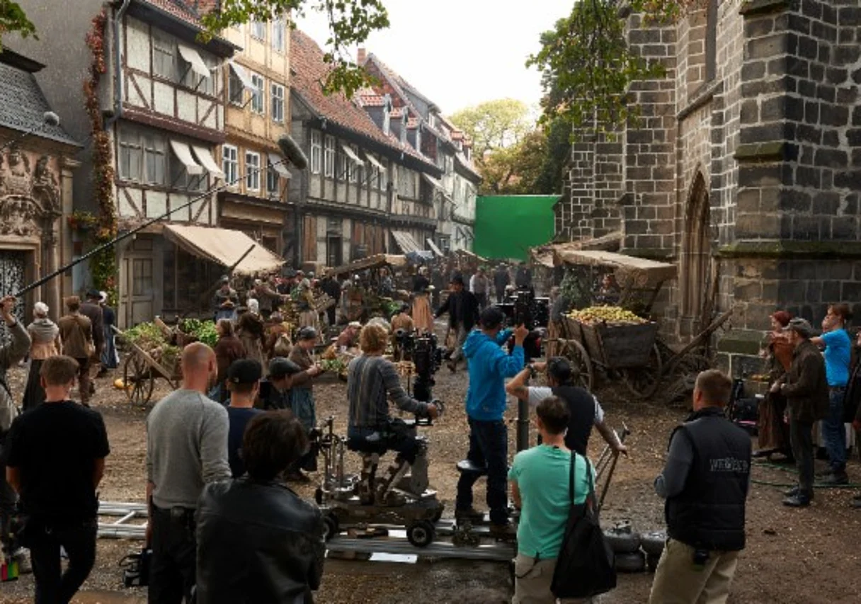 Dreharbeiten am Marktkirchhof in Quedlinburg