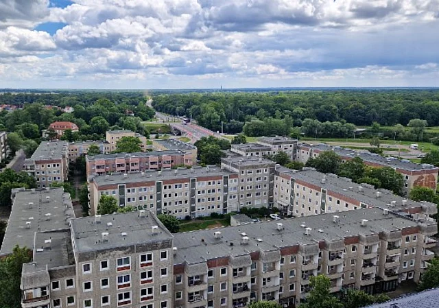 Blick vom Rathaus zur Mulde nach Osten