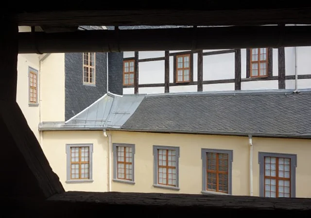 Blick aus dem Laubengang